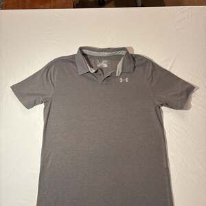 Under Armour Men's Gray HeatGear Loose Fit Short Sleeve Polo Shirt